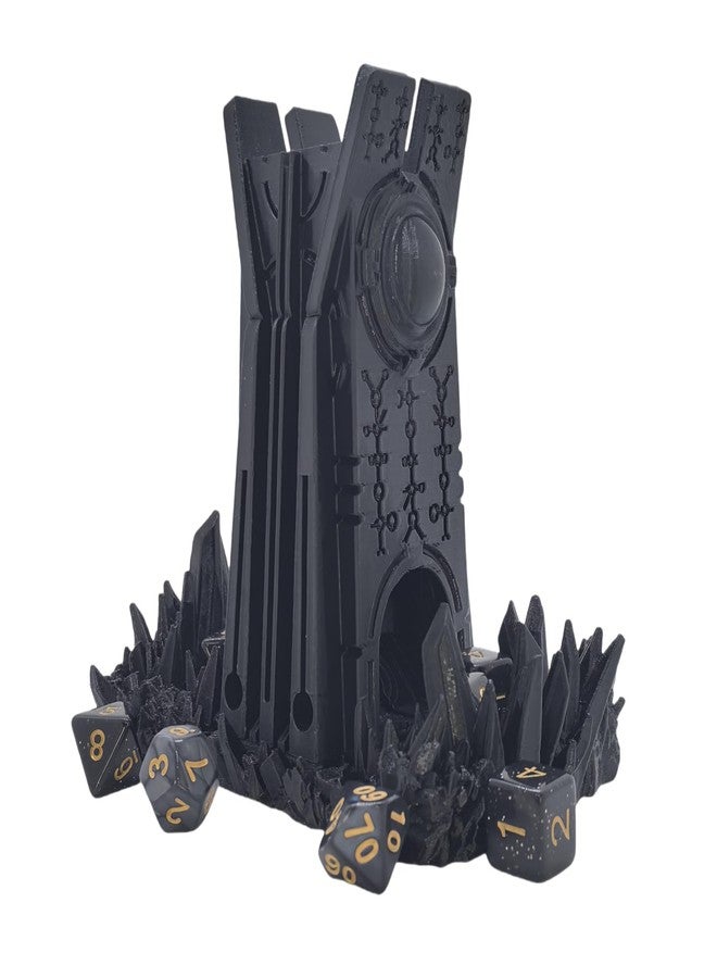 XJPONGC Retro Planet Dice Tower DND Dice Rolling Tower Dice Tower Dungeons and Dragons Dice Jail D&D Accessories (Random 7PCS D20 Dice Set Included) Black - Image 5